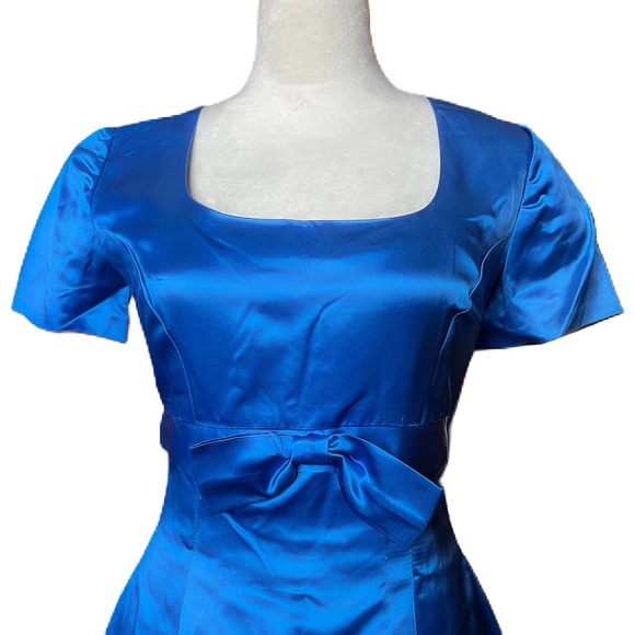 Vtg 1950s 60’s Royal Blue Satin Wiggle Dress Evening Dress Small - Picture 4 of 8